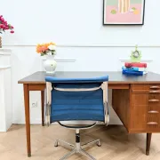 Eames office chair for Vitra, aluminium and blue fabric