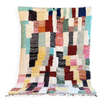 Tapis berbère marocain  M’rirt coloré à motifs géométriques