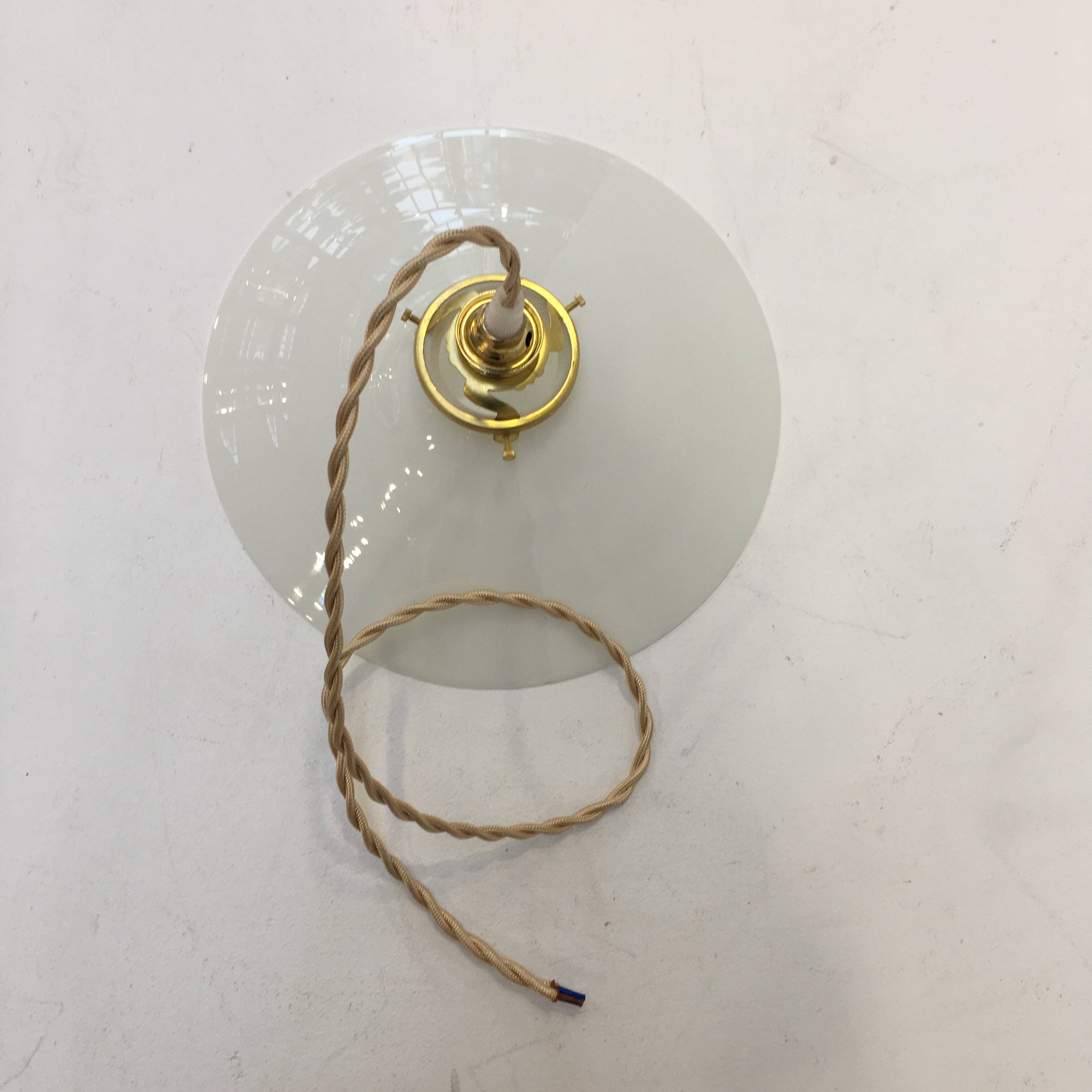 Vintage white opaline pendant light
