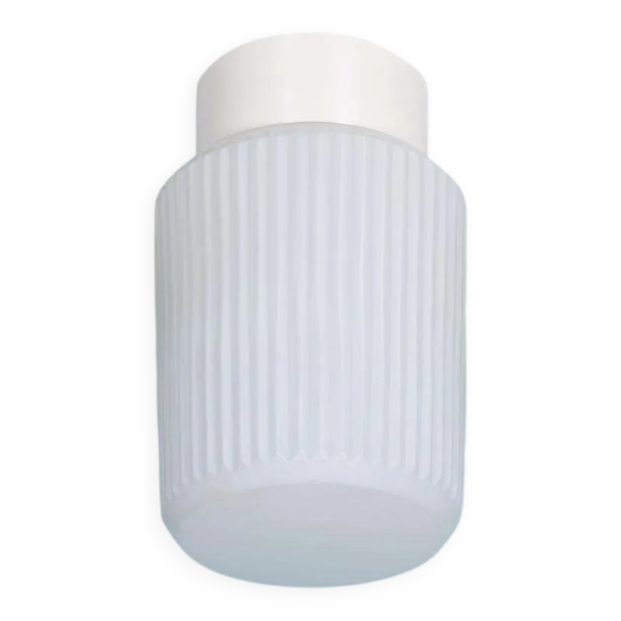Space-age ribbed glass ceiling lamp, minimalist glass lamp.