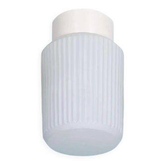 Space-age ribbed glass ceiling lamp, minimalist glass lamp.