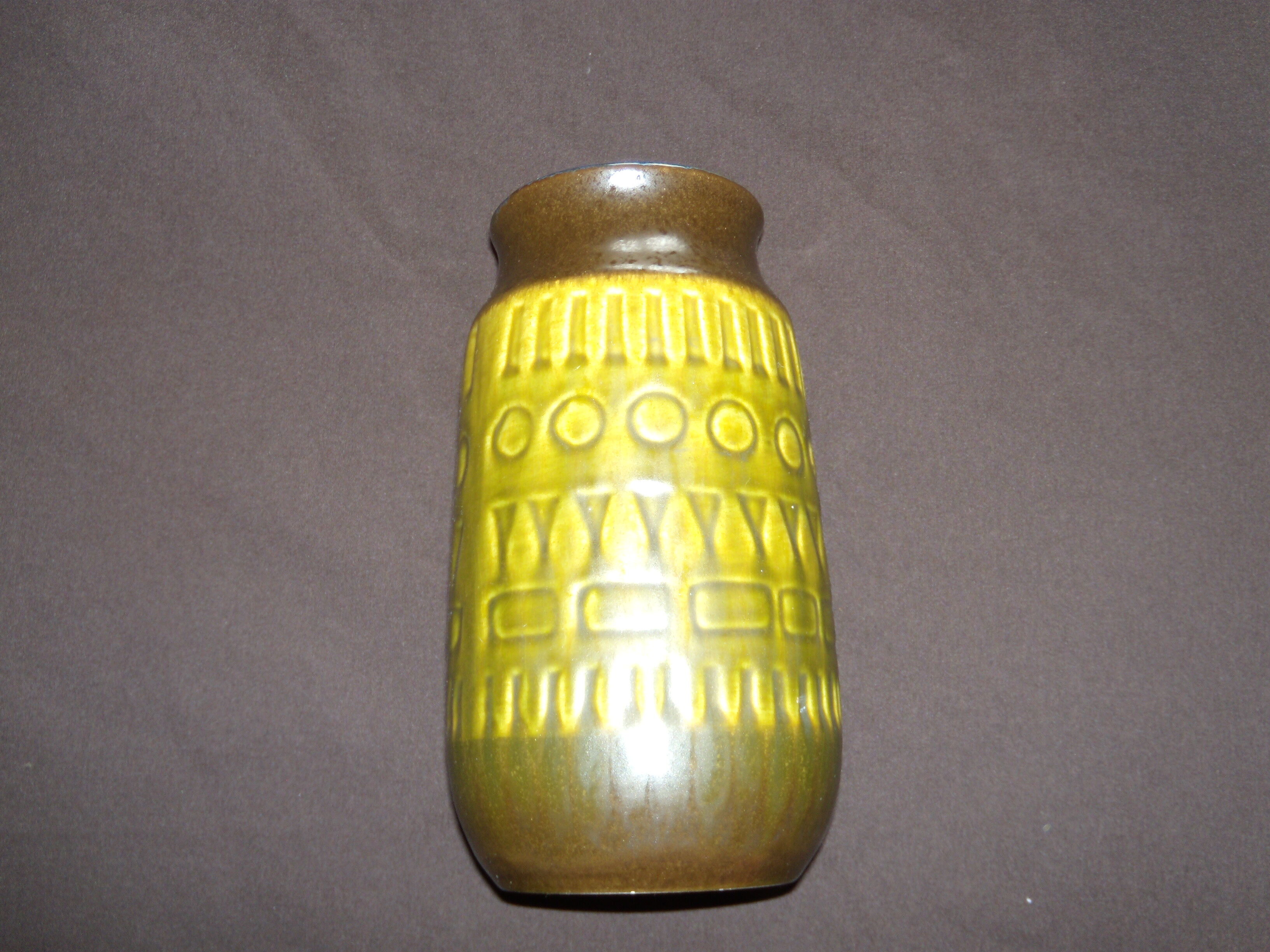 Green vase with geometric decoration jasba w.germany