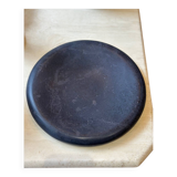 Vintage sculptural polished black marble donut plate flat tray empty po