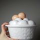 Vintage trompe-l’œil terrine with eggs in white earthenware, 1960s-1980s