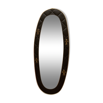 Ancien miroir rétroviseur skaï noir