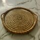 Turned wicker tray and vintage glass