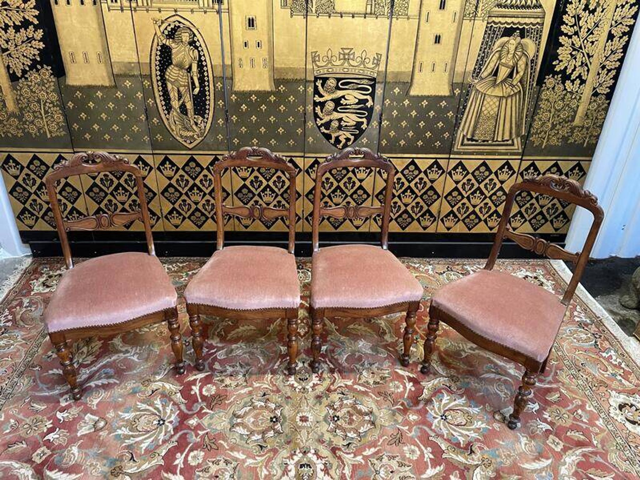 Set of 4 Napoleon III chairs with Jacob mahogany legs