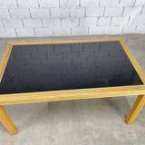 Italian rattan and glass table from the 1970s
