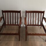 Pair of wooden armchairs