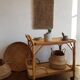 Desserte roulante en rotin et osier vintage