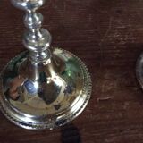 Pair of gold metal candle holders