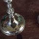 Pair of gold metal candle holders