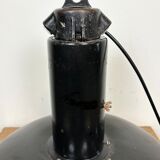 Industrial Black Enamel Factory Pendant Lamp with Iron Top, 1950s