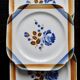 6 vintage square dessert plates, Saint Amandinoise earthenware