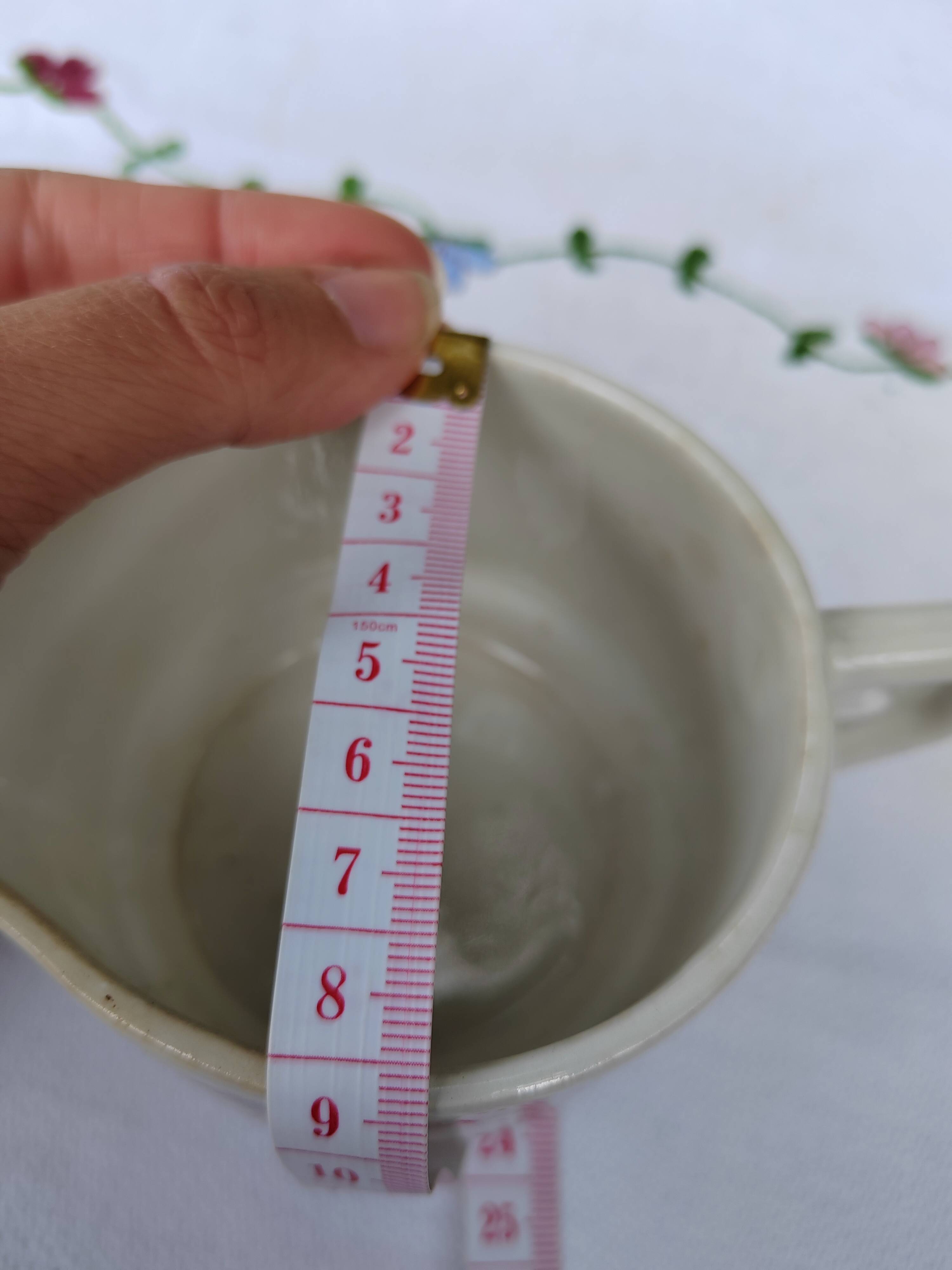 Cream pot brown grid decoration - Moulin des loups