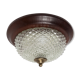Ceiling light in glass, wood massif and brass of the 1960s