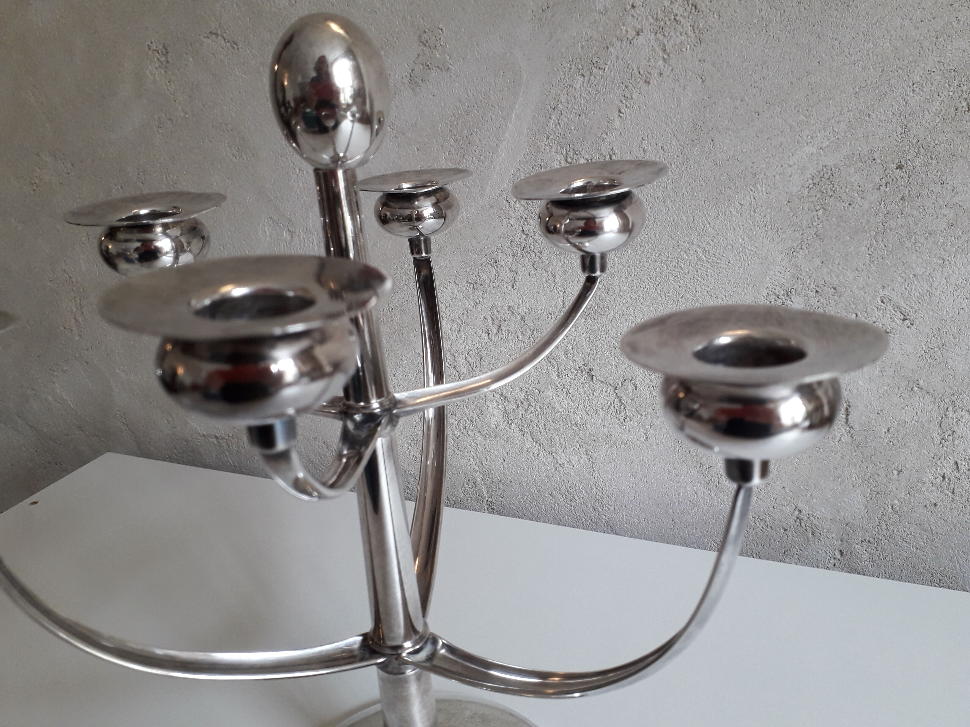 Silver metal chandelier by Gustav Beran for Keltum