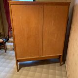 Scandinavian style wardrobe wood and rattan vintage 60s