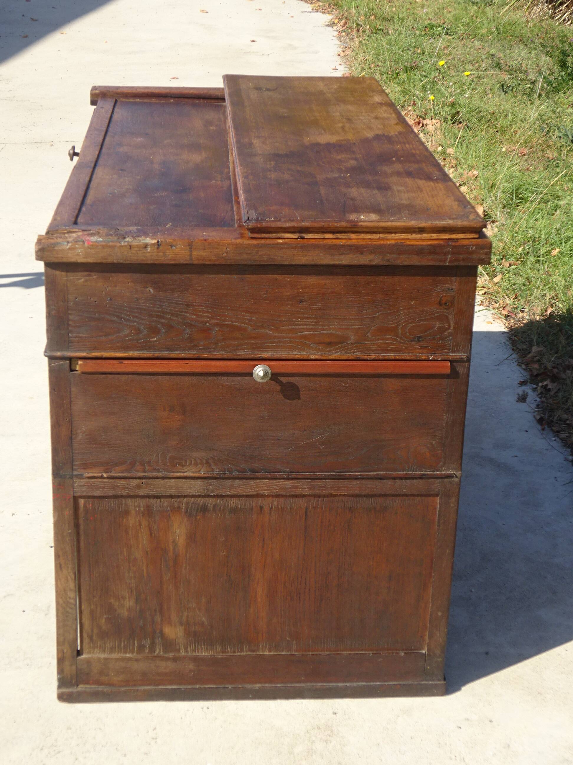 Office furniture, old glove maker's table.