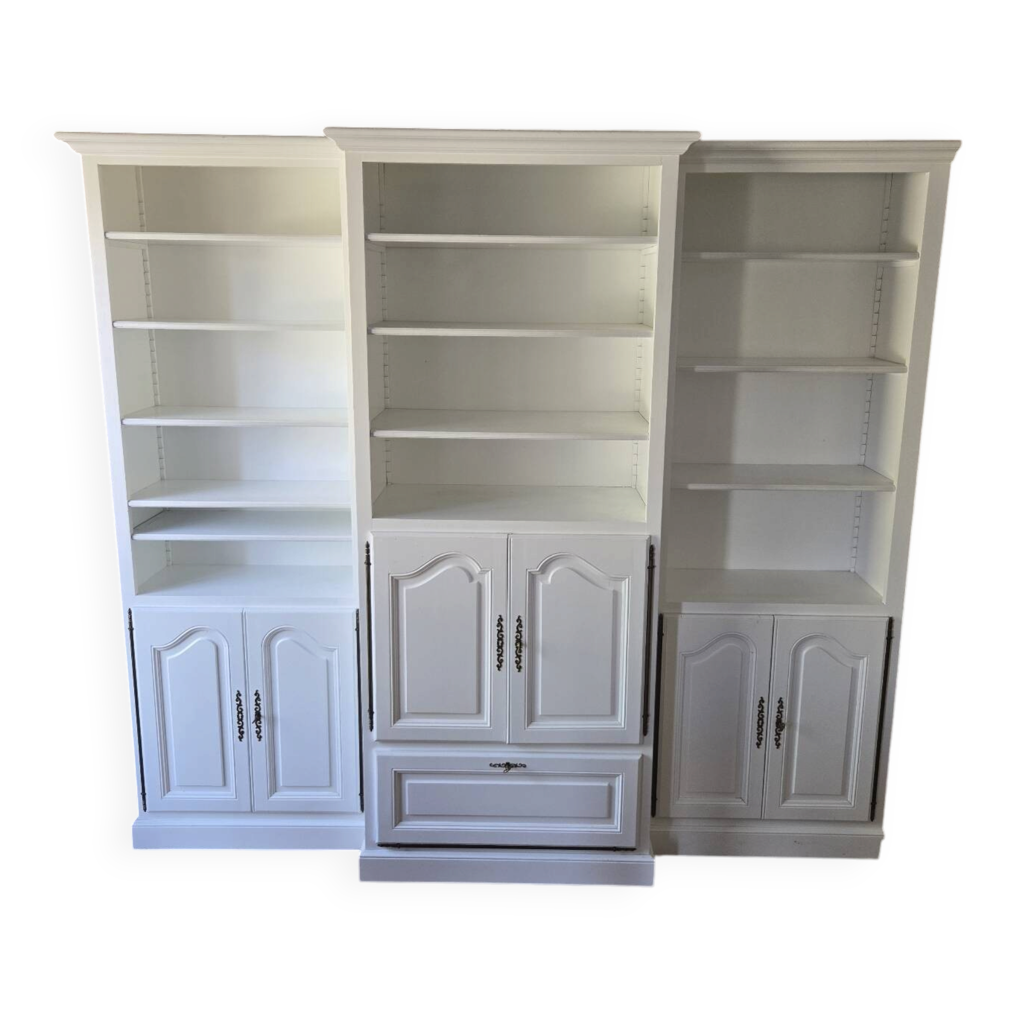 White cerused wood library (+TV housing)