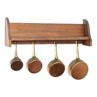 Miniature copper pans and dinette shelf