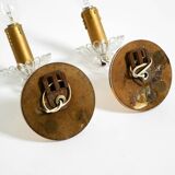 Two original Italian 1960s wall lamps with glass and mirror components