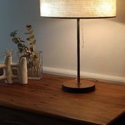 Teak and fiberglass lamp