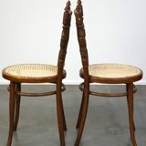 Set of 4 very charming antique Thonet bistro chairs with new matte seats