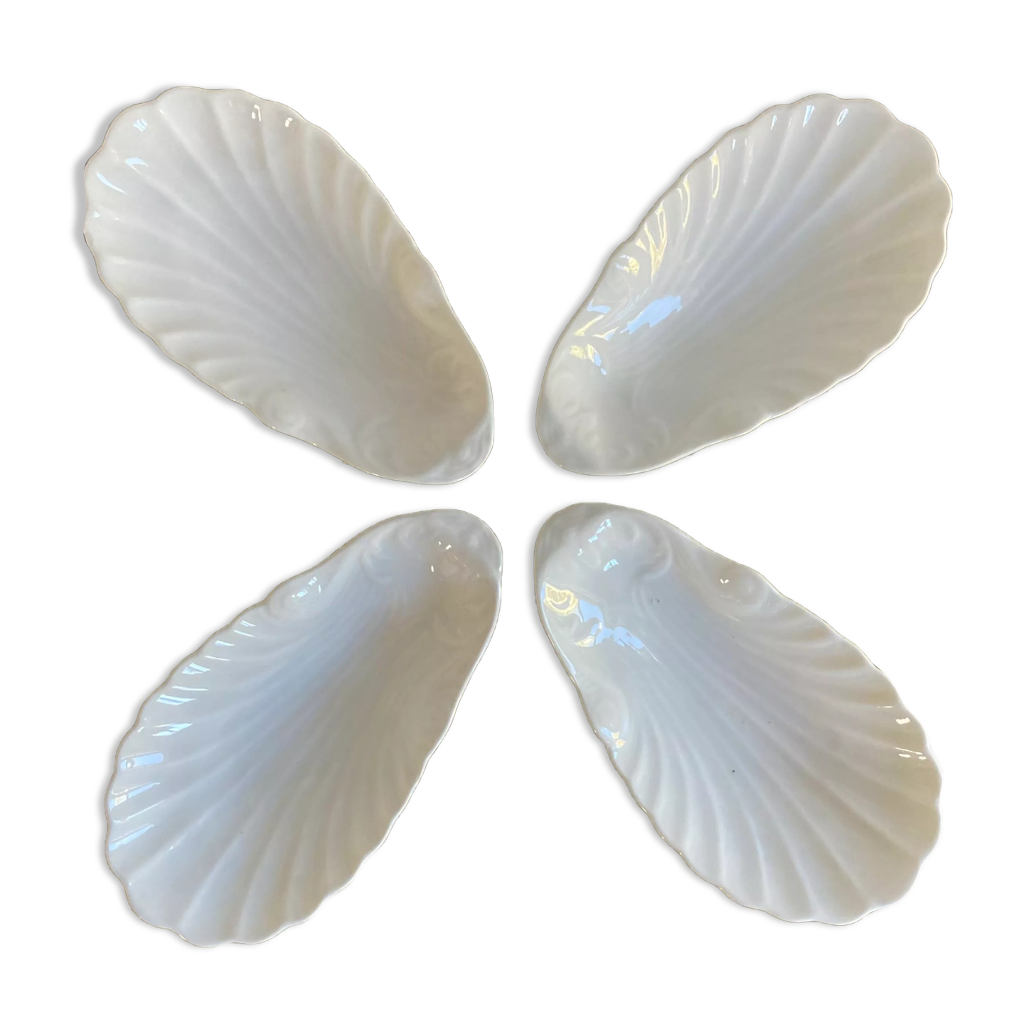 Antique porcelain cups scallops
