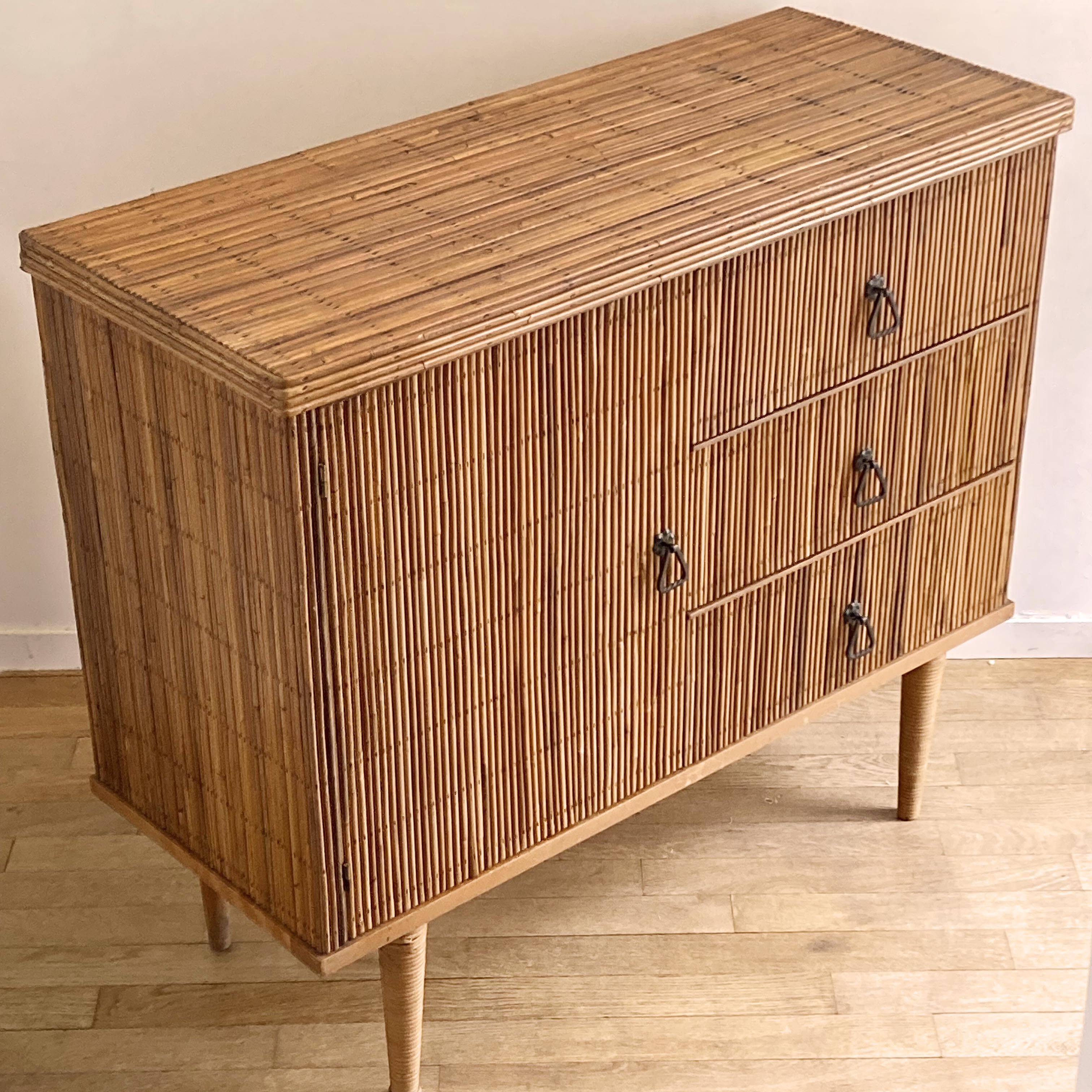 Split rattan chest of drawers from the 60s