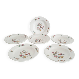 Set of 6 "Bird of Paradise" soup plates from Sarreguemines