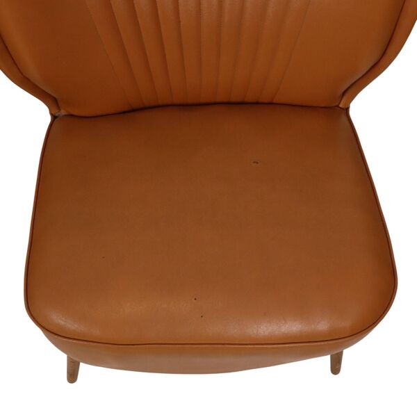 Paire de fauteuils cocktail en simili cuir cognac, années 60