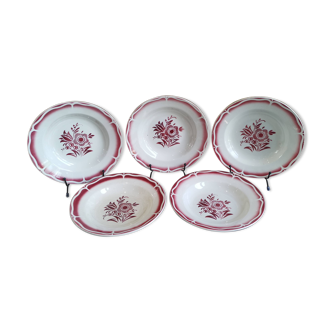 5 old Sarreguemines and Digoin soup plates model “ALA”