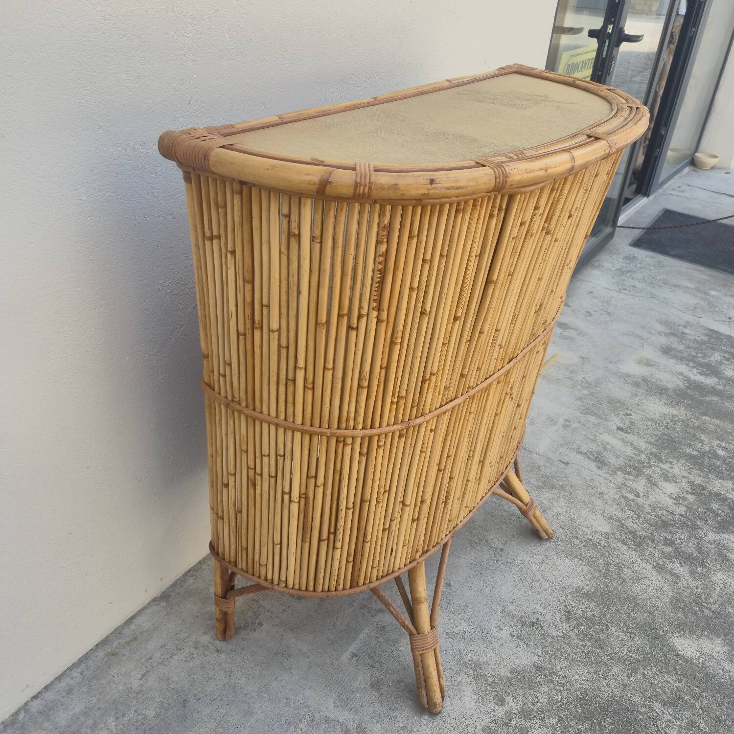 Vintage rattan bamboo bar 1950s