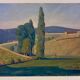 Tableau ancien, paysage Monts du Lyonnais daté 1948 et signé