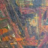 Table Painting Old Abstract Composition Abstraction XXth Signed