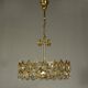 1970s Palwa Chandelier, gold plate and faceted crystals