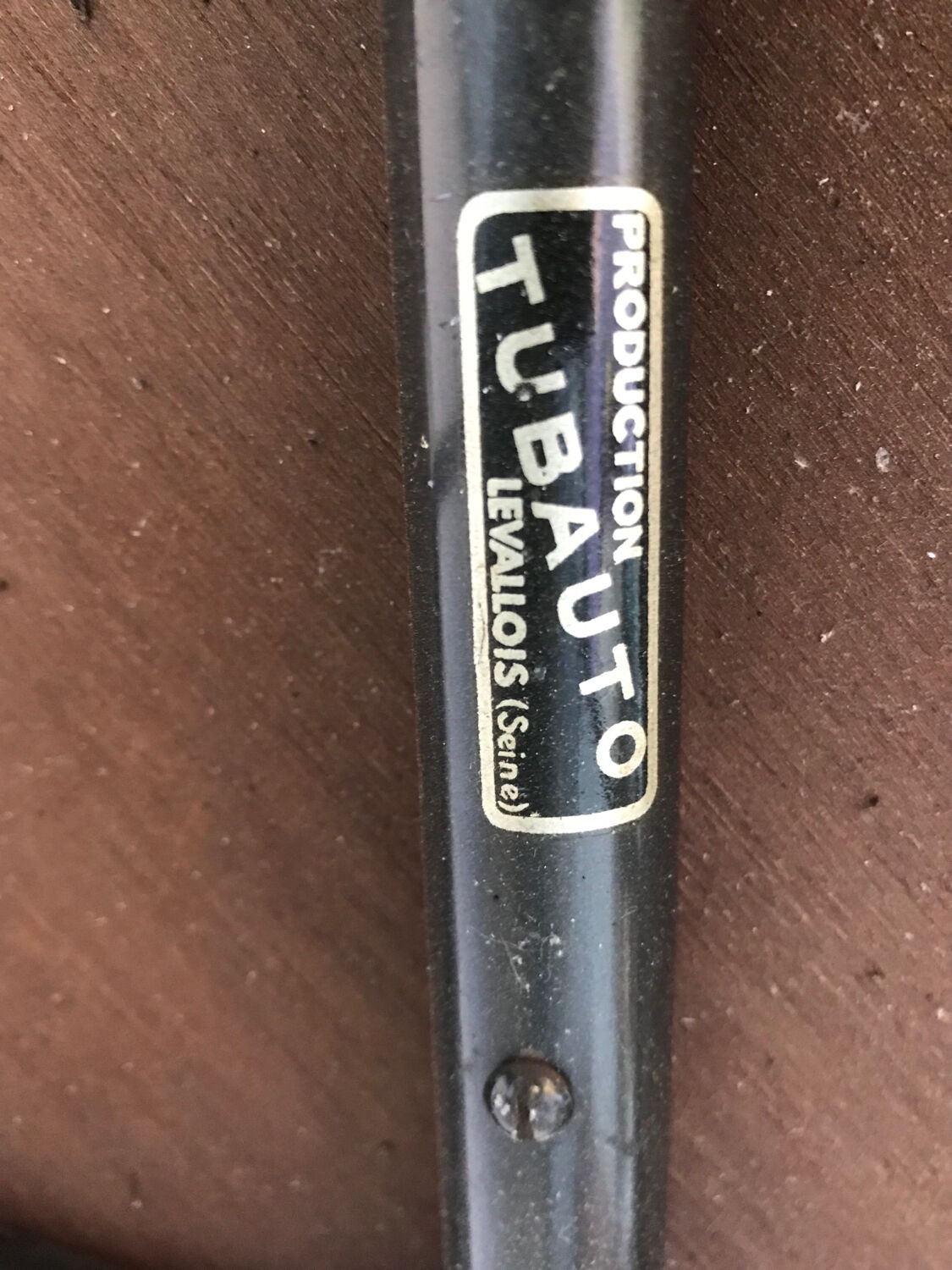 Vintage side table / serving trolley on wheels, signed Tubauto Levalloi