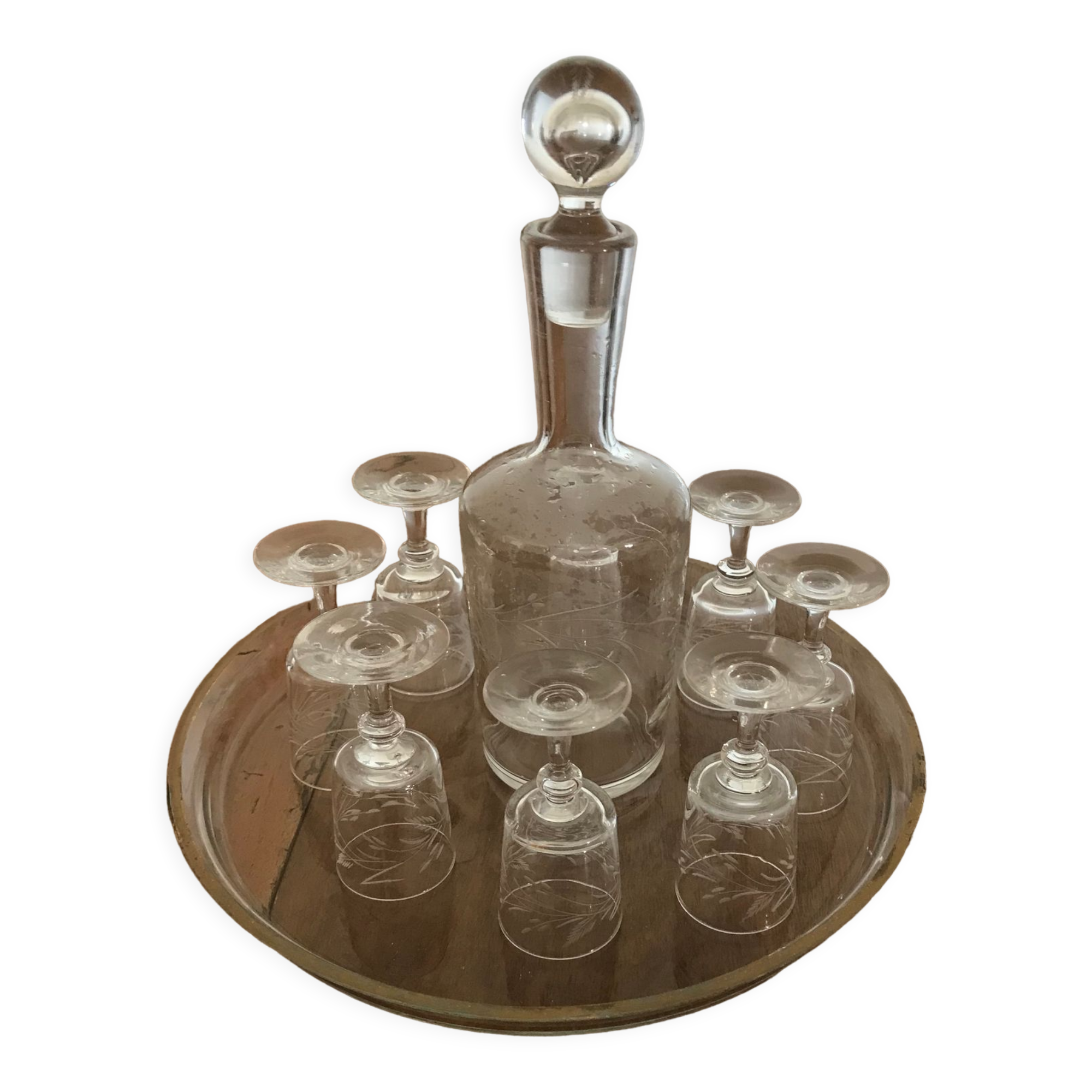 Engraved glass shot service