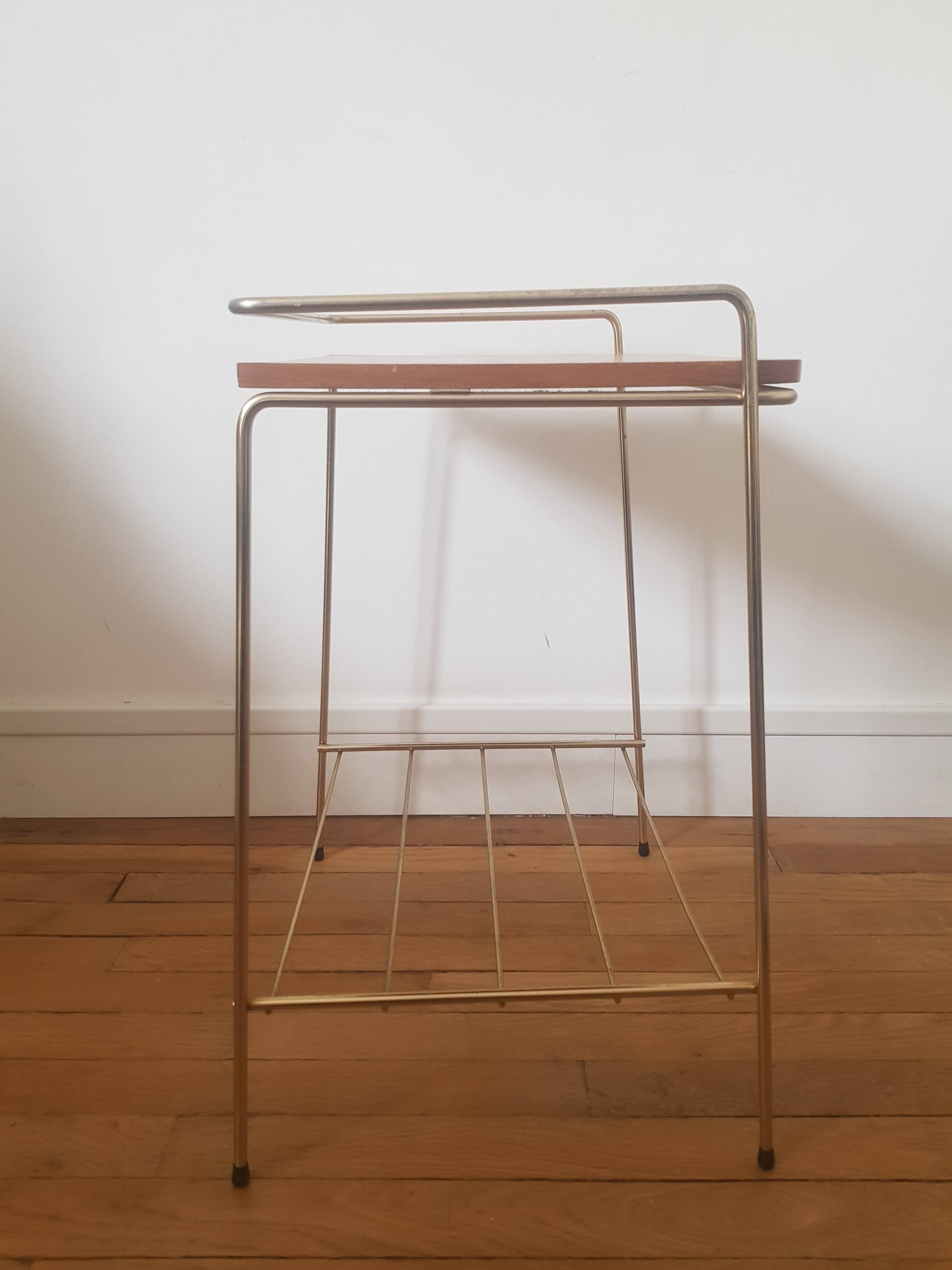 Metal and wood end table