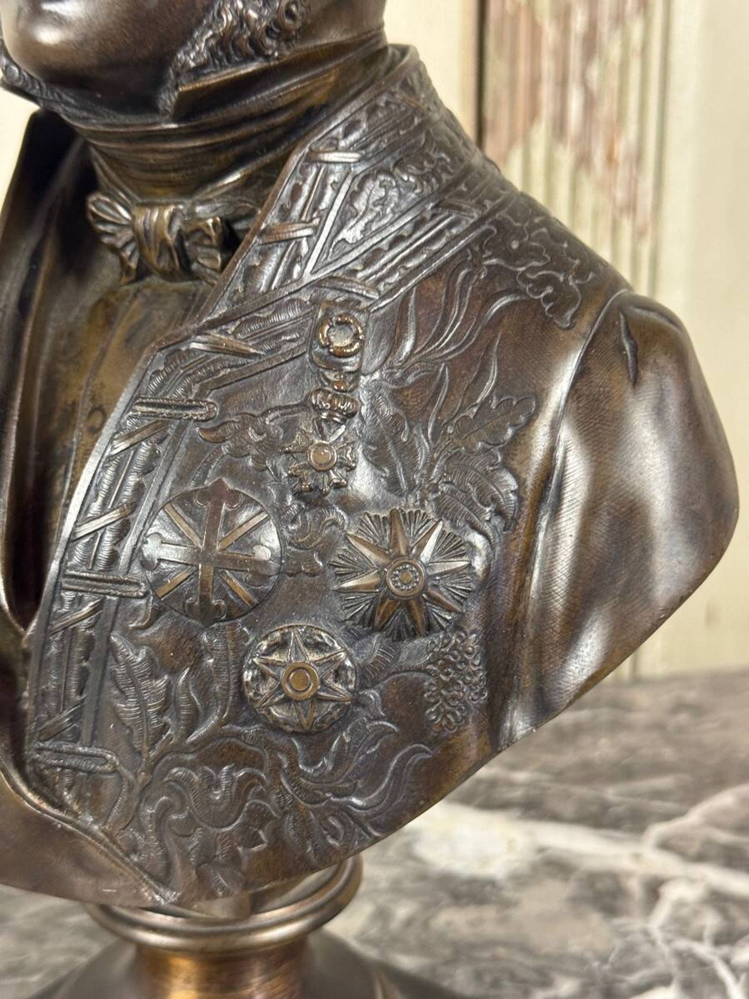 Bronze bust of Admiral Hucos, signed Dubray 1854
