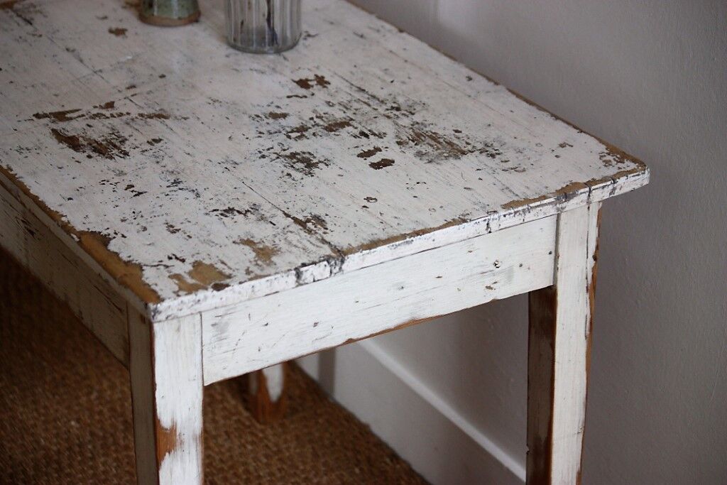 Shabby white side table