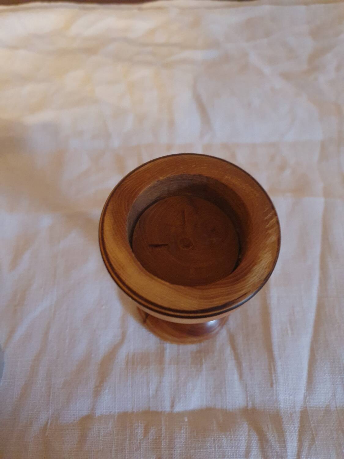 Vintage turned wooden candle holder