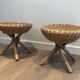 Pair of rattan stools. french work. around 1970