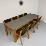 Large modernist plywood table, Memphis style, 1980s