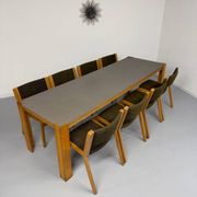 Large modernist plywood table, Memphis style, 1980s