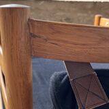 Scandinavian lounge chair COJA in wood and leather, 1960s