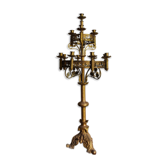 Church candelabra neo-gothic antiques brass chandelier of the 19th century