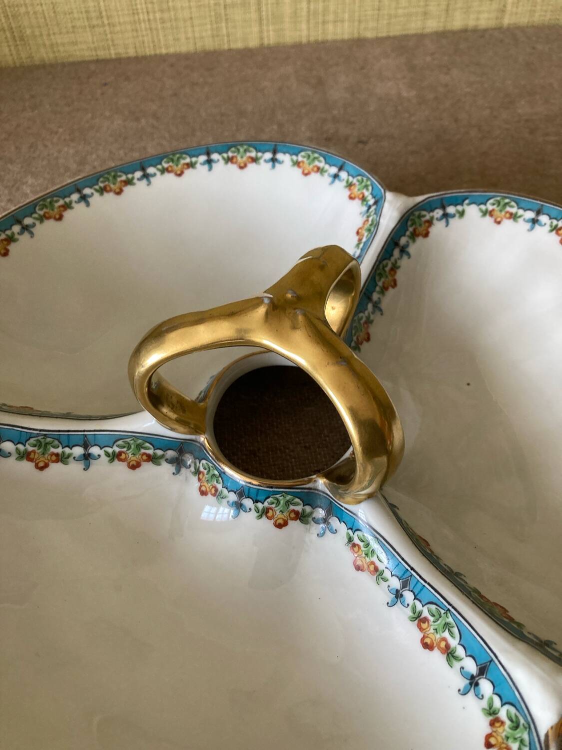 Three-compartment Limoges Havilland porcelain mendicant servant - Le Tanneur