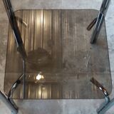 1970s design side table plant holder smoked glass and chrome